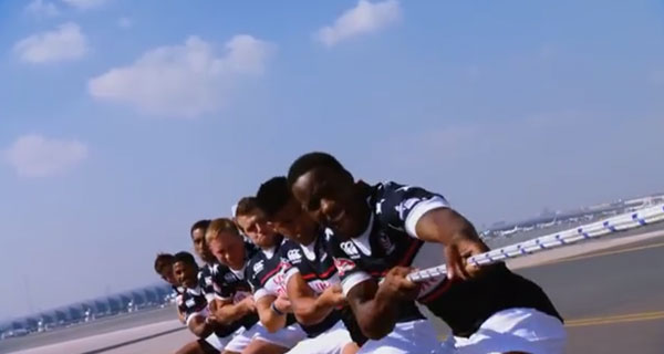 USA Sevens team v Emirates plane