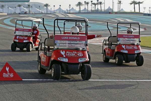 Luke Donald, Sergio Garcia, Matteo Manassero and Paul Casey raced around Yas Marina