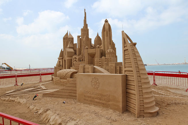 Stunning sand sculptures line the beach at Beach Walk