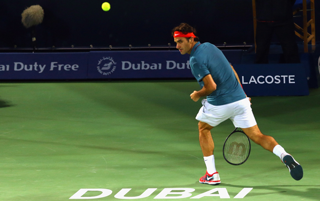 Roger Federer amazing shot at Dubai Tennis Championship