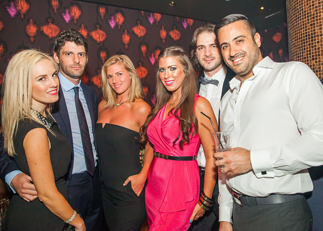 Carmen Shamley, Hamish Urquhart, Tamara Kemp, Anglina Gil Seed, Patrick and Serge Dfouni at Chinawhite Dubai official opening