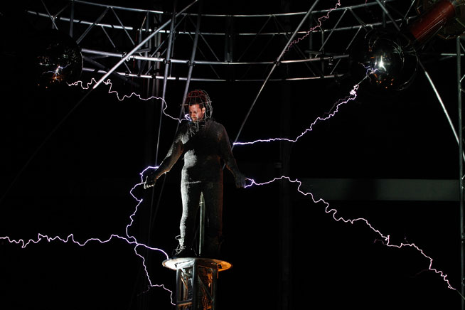 David Blaine in UAE. Pictured as part of his 'Electrified' show