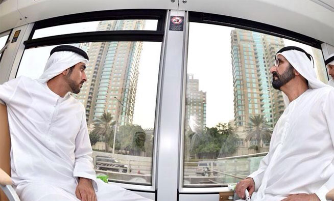 Sheikh Mohammed on the Dubai Tram