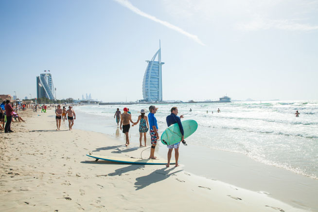 Surfers on Sunset Beach