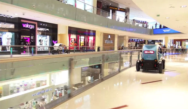 F1 drivers race Renault Twizy around Dubai Mall