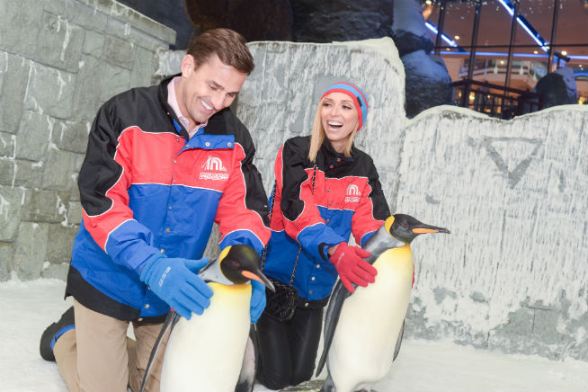 Celebrity couple Giuliana and Bill Rancic inside Ski Dubai